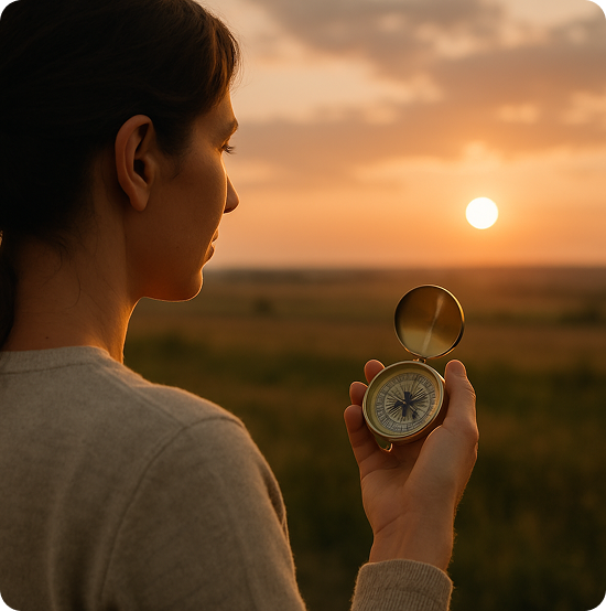 Mulher olhado bússola - Quem Somos | Kanaflex Brasil